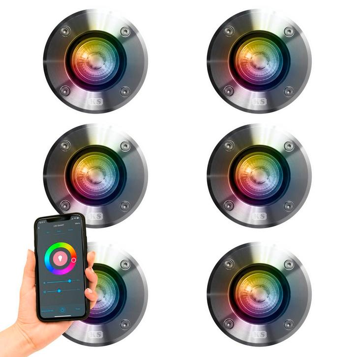 Grondspots Grondspot LED Ø11 Rond RVS set met smart WIFI LED, Tuin en Terras, Buitenverlichting, Verzenden