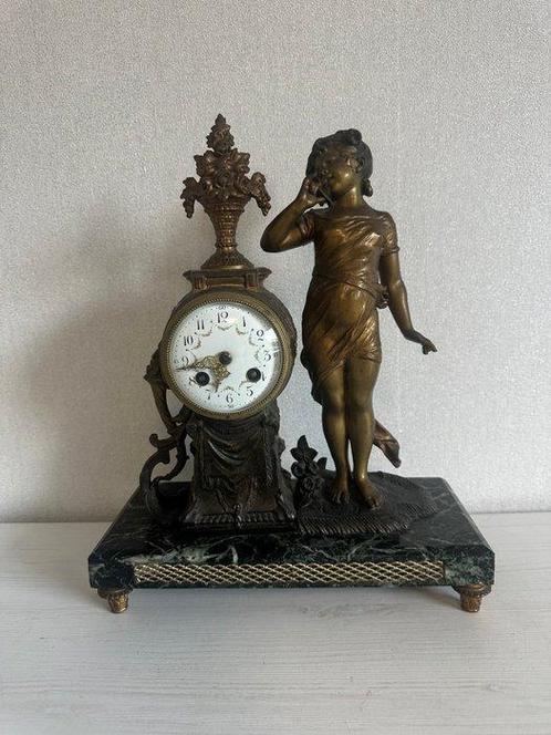 Pendule de cheminée - Antique Bronze, Marbre, Verre -, Antiek en Kunst, Antiek | Klokken