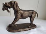 Beeldje - Hunting dog with pheasant - 23 cm - Messing, Antiek en Kunst