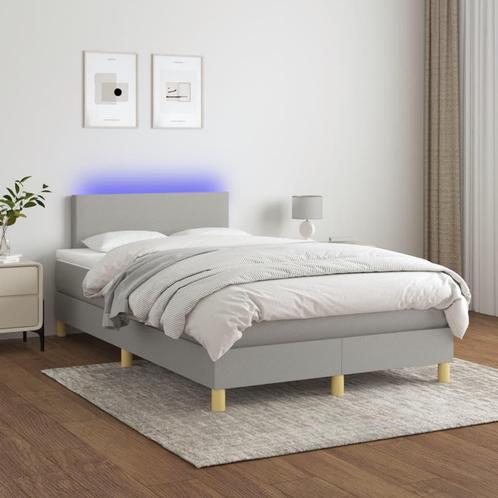 vidaXL Boxspring met matras en LED stof lichtgrijs 120x200, Huis en Inrichting, Slaapkamer | Bedden, Nieuw, Verzenden