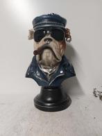 Beeld, English bulldog biker blue - 36 cm - hoogwaardig
