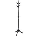 2dekans | Costway Kapstok Houten Hal Tree - zwart, Huis en Inrichting, Woonaccessoires | Kapstokken, Ophalen of Verzenden, Nieuw