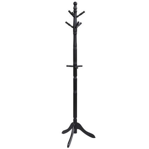 2dekans | Costway Kapstok Houten Hal Tree - zwart, Huis en Inrichting, Woonaccessoires | Kapstokken, Ophalen of Verzenden