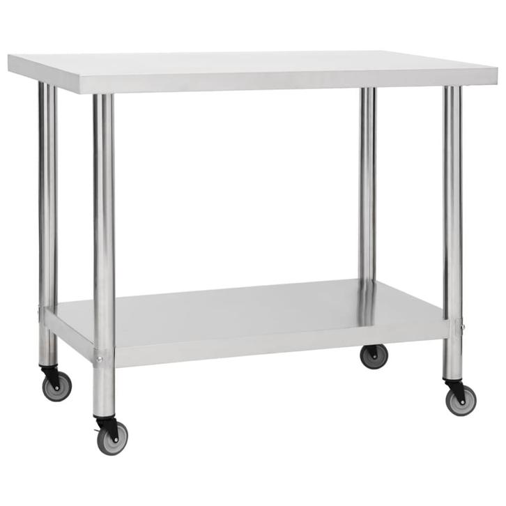 vidaXL Keukenwerktafel met wielen 100x30x85 cm roestvrij, Zakelijke goederen, Horeca | Overige, Verzenden