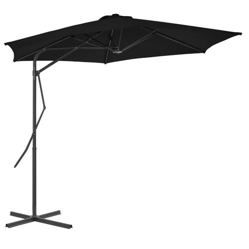 vidaXL Parasol met stalen paal 300x230 cm zwart, Tuin en Terras, Parasols, Nieuw, Verzenden
