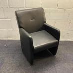 Tweedehands fauteuil met wieltjes, zwart - skai leder, Gebruikt