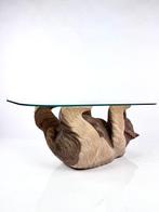 Tafel - Glas, Hout - Met de hand gesneden