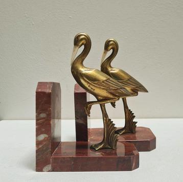 GUAL - Boekensteunen - Ibis Chriséléphantines - Brons,