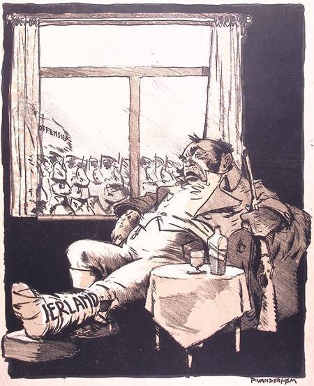 Spotprent John Bull als Engeland doet niet mee met offens..., Antiquités & Art, Art | Lithographies & Sérigraphies, Envoi