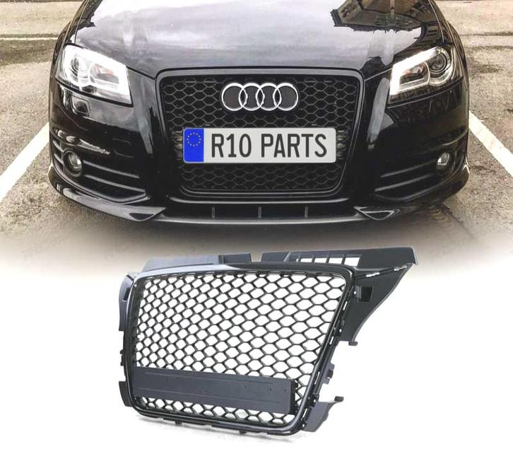 CALANDRE AUDI A3 8P 08-12 NOIR BRILLANT LOOK RS3, Auto-onderdelen, Carrosserie, Verzenden