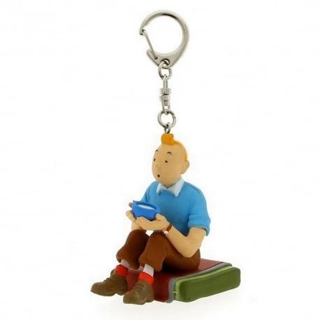 Kuifje PVC Sleutelhanger Zittend Tibet 4 cm, Verzamelen, Stripfiguren, Ophalen of Verzenden