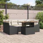 vidaXL Tuinbank Set met opslag 7 pcs Zwart Poly rattan, Tuin en Terras, Verzenden, Nieuw