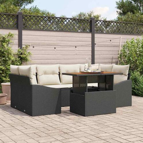 vidaXL Tuinbank Set met opslag 7 pcs Zwart Poly rattan, Tuin en Terras, Tuinsets en Loungesets, Nieuw, Verzenden
