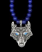 Saffier - Beschermende ketting - Wolf, spirituele gids -, Antiek en Kunst
