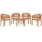 vidaXL 5-delige Loungeset banaanvormig massief teakhout, Tuin en Terras, Verzenden, Nieuw, Loungeset