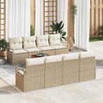 vidaXL Tuinbank Set met kussen 9 pcs Beige poly rattan, Tuin en Terras, Verzenden, Nieuw