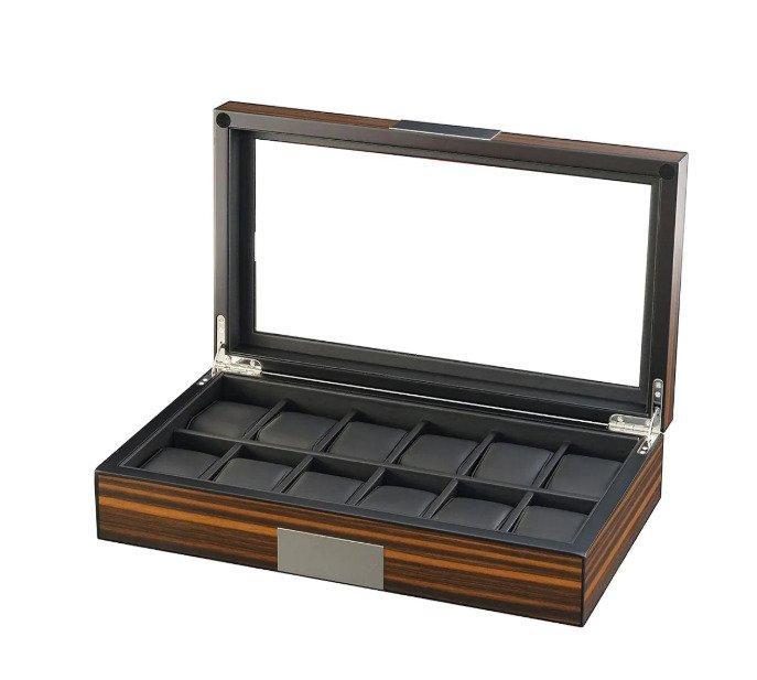 Prestige - Sieradendoos - Ebbenhouten horlogedoos met fineer, Antiek en Kunst, Kunst | Designobjecten