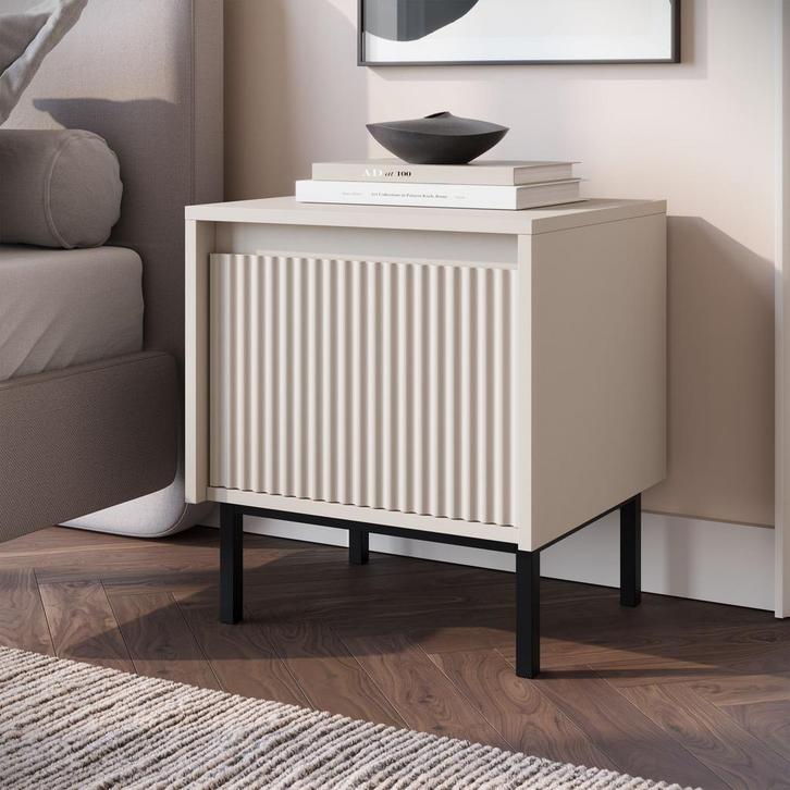 Meubella Nachtkastje beige 45cm met lade | Modern, Huis en Inrichting, Kasten | Overige, Nieuw, Verzenden