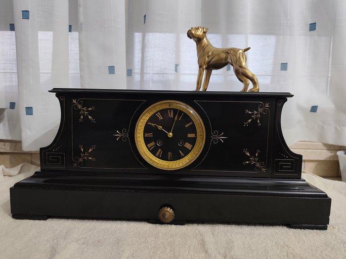 Slingerklok - Antiek Marmer, Messing - 1850-1900, Antiek en Kunst, Antiek | Klokken