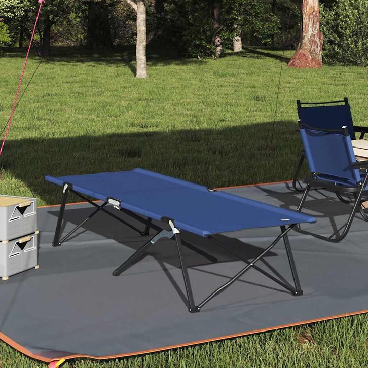 vidaXL Opvouwbaar Campingbed 2 pcs Blauw 206 x 76 x 74 cm, Caravans en Kamperen, Kampeeraccessoires, Nieuw, Verzenden