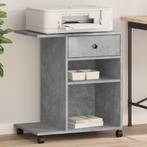 vidaXL Printerkastje met wielen 60x40x68,5 cm betongrijs, Verzenden, Nieuw
