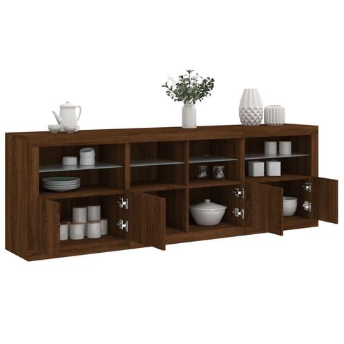vidaXL Dressoir met LED-verlichting 202x37x67 cm bruin, Huis en Inrichting, Kasten | Dressoirs, Nieuw, Verzenden