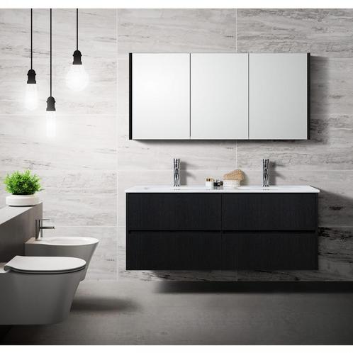 Florence Badmeubelset Londen 120cm Zwart, Huis en Inrichting, Badkamer | Badkamermeubels, Ophalen of Verzenden