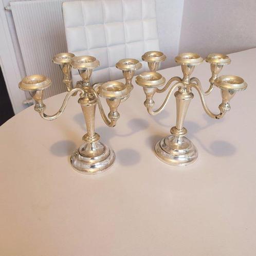Service de table (2) - Paire de candélabres 5 feux en métal, Antiek en Kunst, Antiek | Meubels | Tafels