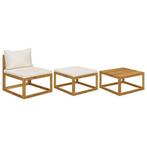 Loungeset Acaciahout Creme - Retour Deal -40%, 3 zitplaatsen, Nieuw, Loungeset, Verzenden
