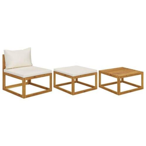 Loungeset Acaciahout Creme - Retour Deal -40%, Tuin en Terras, Tuinsets en Loungesets, Nieuw, Hardhout, Loungeset, 3 zitplaatsen