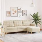 vidaXL Driezitsbank met voetenbank 210 cm stof crèmekleurig, Huis en Inrichting, Verzenden, Nieuw