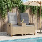 vidaXL Ligbank met Tafel Beige en Lichtgrijs 126 x 65 x 112, Tuin en Terras, Verzenden, Nieuw