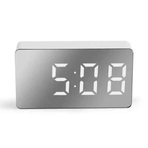 Spiegel Alarm Klok - LED Snooze Wekker Nachtlampje - Wit, Elektronische apparatuur, Wekkers, Nieuw, Verzenden