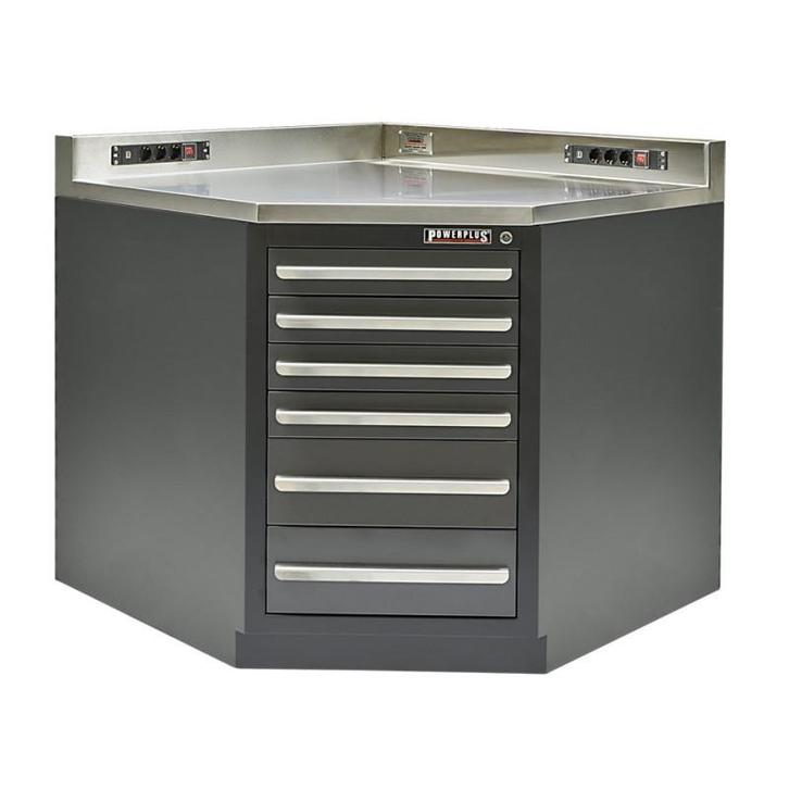 Hoek werkbank 107 x 107 x 95 cm. – hoekstuk met RVS blad, Doe-het-zelf en Bouw, Werkbanken, Ophalen of Verzenden