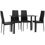 TRUUSK 5-delige Eetgroep - Eettafel met Hardglasplaat en 4 Z, Huis en Inrichting, Verzenden, Nieuw
