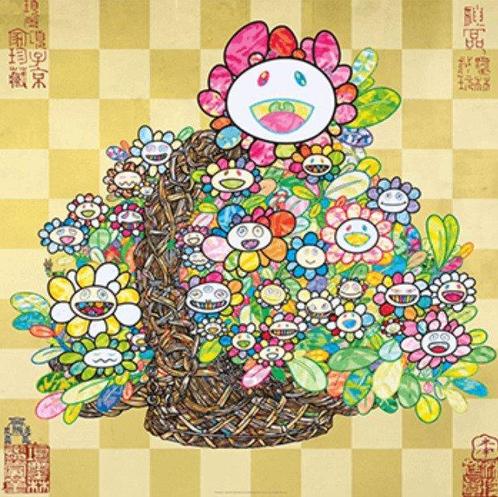 Takashi Murakami (1962) - Latest !! A Bouquet in a Basket, Antiquités & Art, Art | Peinture | Moderne