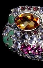 Sans prix de réserve - Bague Argent Citrine - Émeraude - 60