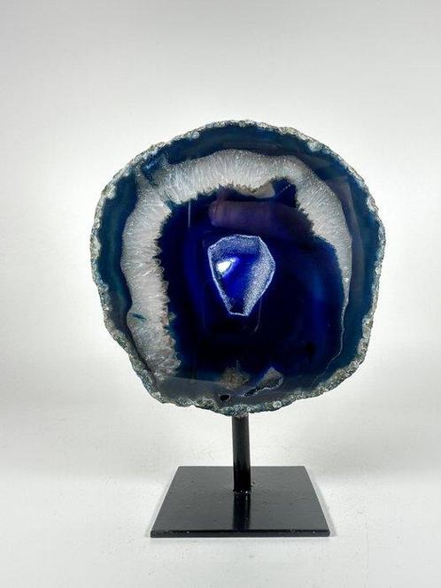 Agate with rock crystal geode on stand Geode - Hoogte: 130, Verzamelen, Mineralen en Fossielen