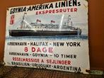 Oud emaille reclamebord gdynia-amerika liniens - Enseigne en