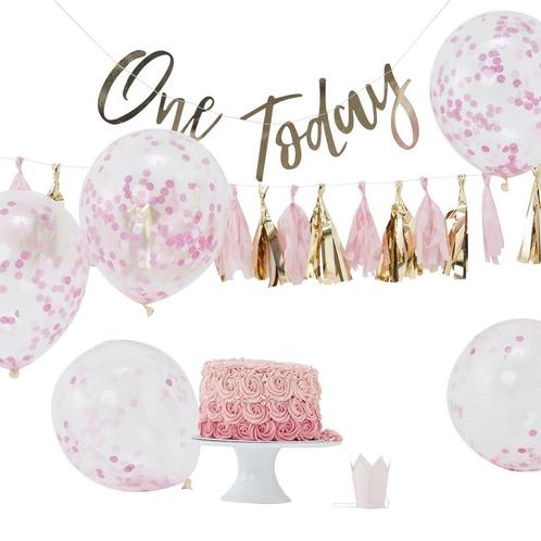 Decoratie Set 1 Jaar Meisje 4 delig, Hobby en Vrije tijd, Feestartikelen, Nieuw, Verzenden