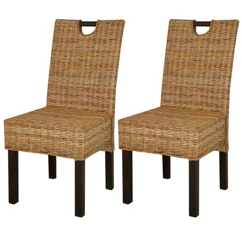 vidaXL Eetkamerstoel Kubu 2 stuks rattan mangohout, Huis en Inrichting, Stoelen, Nieuw, Verzenden