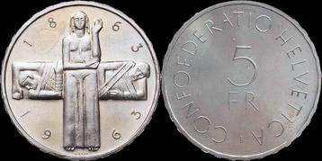 Switserland 5 franken 1963b cross organisation-unc zilver beschikbaar voor biedingen