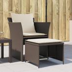 vidaXL Tuinstoel met voetenbank poly rattan bruin, Tuin en Terras, Verzenden, Nieuw