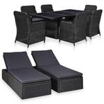 vidaXL 9-delige Tuinset poly rattan zwart, Verzenden, Nieuw, Tuinset
