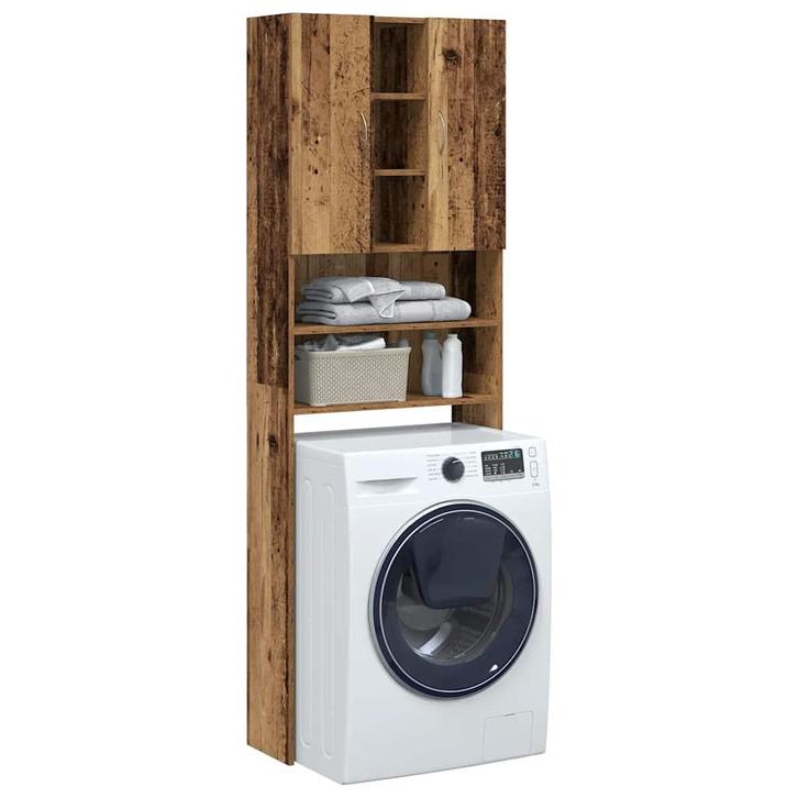 vidaXL Wasmachinekast 64x25,5x190 cm oud houtkleurig, Electroménager, Lave-linge, Envoi