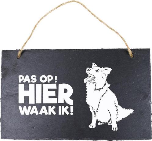 Waakbord Bordercollie 15 X 25 Cm Leisteen Zwart, Dieren en Toebehoren, Overige Dieren-accessoires, Nieuw, Verzenden