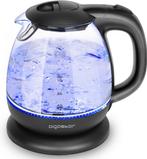 Waterkoker glas - met LED - Elektrisch - 1L - 2200W - Zwart, Computers en Software, Overige Computers en Software, Verzenden, Nieuw