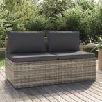 vidaXL Tuinbank 2-zits met kussens poly rattan grijs, Tuin en Terras, Verzenden, Nieuw