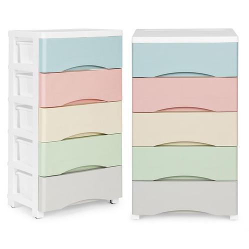 Ladekast met wielen - 5 lades - 75x27x39cm - pastel kleuren, Huis en Inrichting, Kasten | Ladekasten, Nieuw, Ophalen of Verzenden