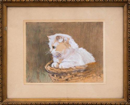 Rainerné Istvánffy Gabriella (1877-1964) - Kitten in the, Antiek en Kunst, Kunst | Schilderijen | Klassiek